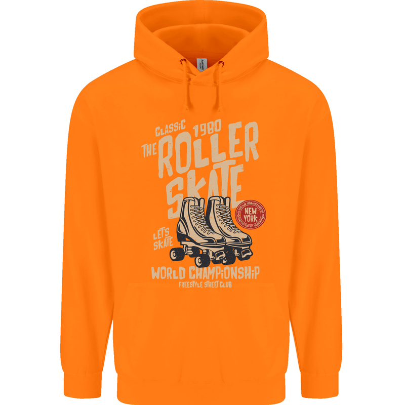 Roller Skate Retro Skating Boots Childrens Kids Hoodie Orange