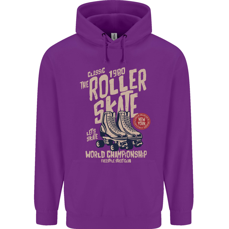 Roller Skate Retro Skating Boots Childrens Kids Hoodie Purple
