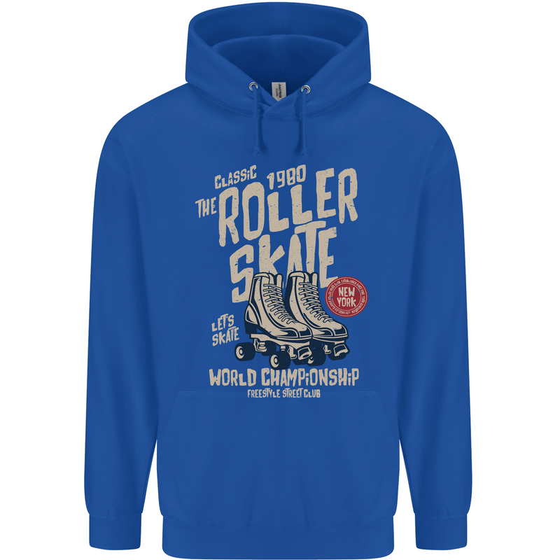 Roller Skate Retro Skating Boots Childrens Kids Hoodie Royal Blue