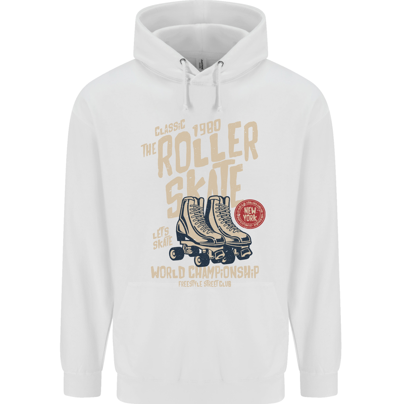 Roller Skate Retro Skating Boots Childrens Kids Hoodie White