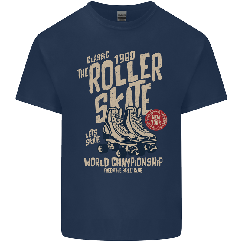 Roller Skate Retro Skating Boots Kids T-Shirt Childrens Navy Blue