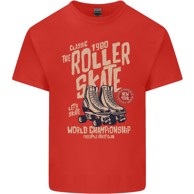 Roller Skate Retro Skating Boots Kids T-Shirt Childrens Red