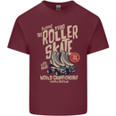 Roller Skate Retro Skating Boots Mens Cotton T-Shirt Tee Top Maroon