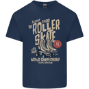 Roller Skate Retro Skating Boots Mens Cotton T-Shirt Tee Top Navy Blue