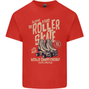 Roller Skate Retro Skating Boots Mens Cotton T-Shirt Tee Top Red