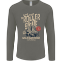 Roller Skate Retro Skating Boots Mens Long Sleeve T-Shirt Charcoal