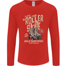 Roller Skate Retro Skating Boots Mens Long Sleeve T-Shirt Red