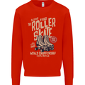 Roller Skate Retro Skating Boots Mens Sweatshirt Jumper Bright Red