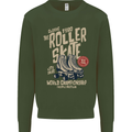 Roller Skate Retro Skating Boots Mens Sweatshirt Jumper Forest Green