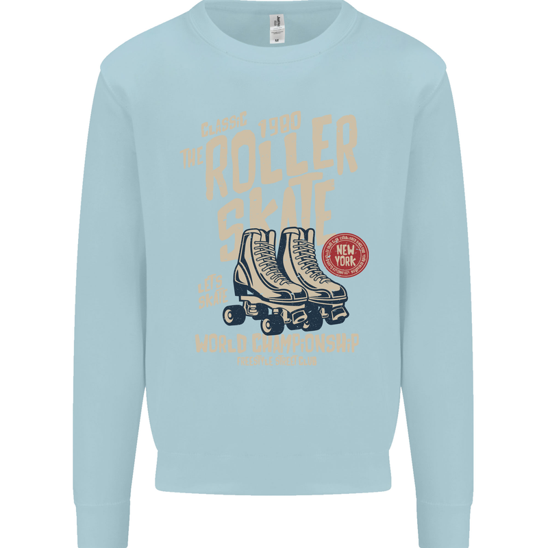 Roller Skate Retro Skating Boots Mens Sweatshirt Jumper Light Blue