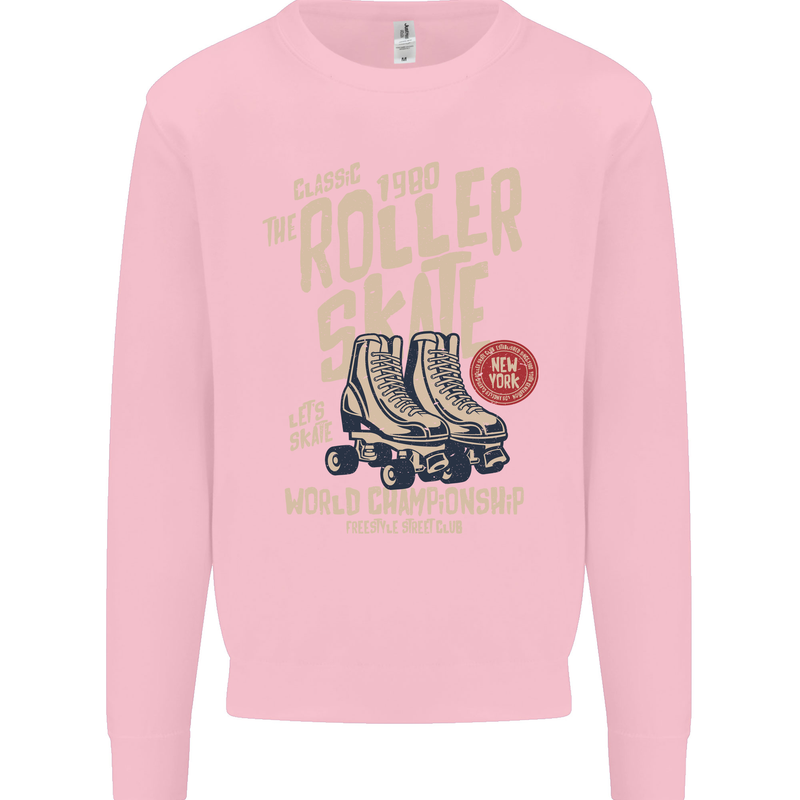 Roller Skate Retro Skating Boots Mens Sweatshirt Jumper Light Pink
