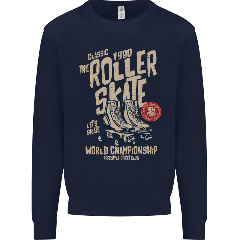 Roller Skate Retro Skating Boots Mens Sweatshirt Jumper Navy Blue