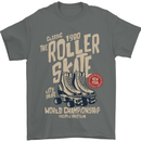 Roller Skate Retro Skating Boots Mens T-Shirt 100% Cotton Charcoal