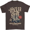 Roller Skate Retro Skating Boots Mens T-Shirt 100% Cotton Dark Chocolate