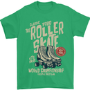 Roller Skate Retro Skating Boots Mens T-Shirt 100% Cotton Irish Green