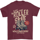 Roller Skate Retro Skating Boots Mens T-Shirt 100% Cotton Maroon