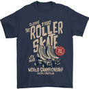 Roller Skate Retro Skating Boots Mens T-Shirt 100% Cotton Navy Blue