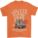Roller Skate Retro Skating Boots Mens T-Shirt 100% Cotton Orange