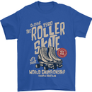 Roller Skate Retro Skating Boots Mens T-Shirt 100% Cotton Royal Blue