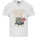 Roller Skate Retro Skating Boots Mens V-Neck Cotton T-Shirt White