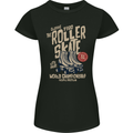 Roller Skate Retro Skating Boots Womens Petite Cut T-Shirt Black