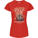 Roller Skate Retro Skating Boots Womens Petite Cut T-Shirt Red