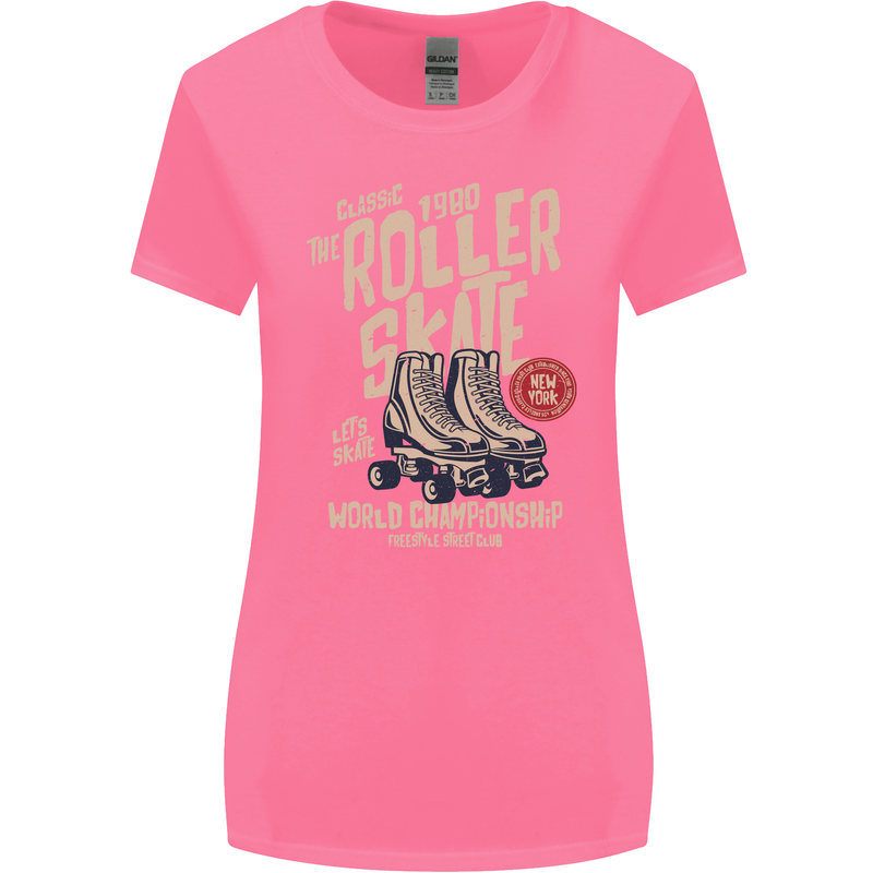 Roller Skate Retro Skating Boots Womens Wider Cut T-Shirt Azalea