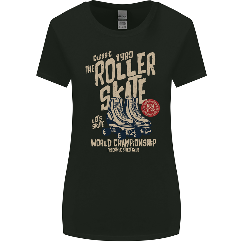 Roller Skate Retro Skating Boots Womens Wider Cut T-Shirt Black