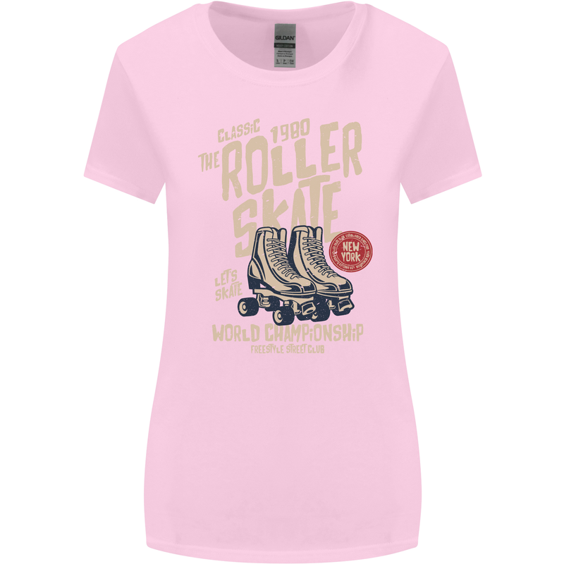 Roller Skate Retro Skating Boots Womens Wider Cut T-Shirt Light Pink