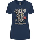 Roller Skate Retro Skating Boots Womens Wider Cut T-Shirt Navy Blue