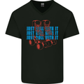 Roller Skating Just Roll With It Boots Mens V-Neck Cotton T-Shirt Black