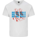 Roller Skating Just Roll With It Boots Mens V-Neck Cotton T-Shirt White