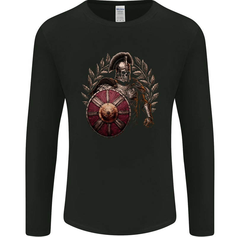 Roman Warrior Skull MMA Gym Training Mens Long Sleeve T-Shirt Black