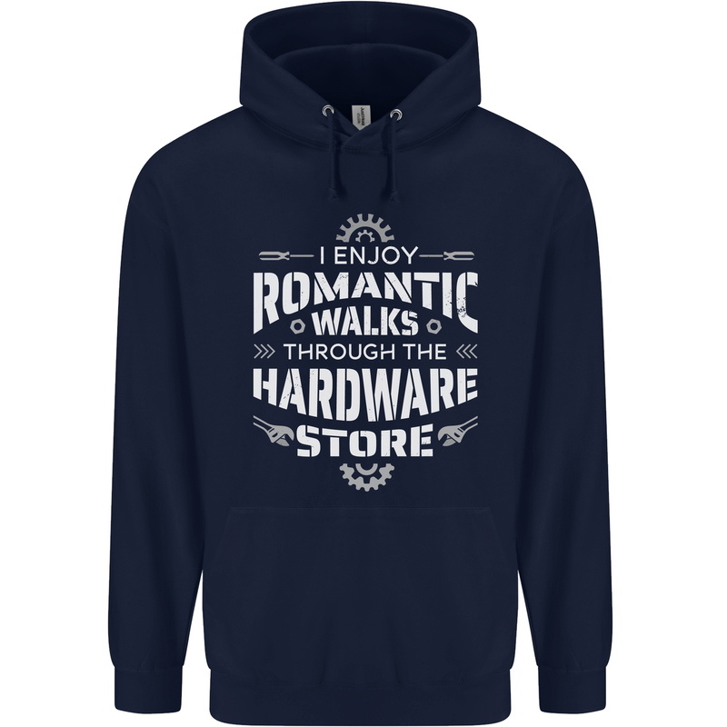Romantic Walks Hardware Store DIY Tradesman Childrens Kids Hoodie Navy Blue