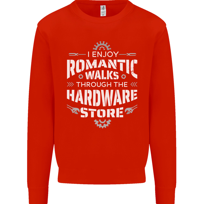 Romantic Walks Hardware Store DIY Tradesman Kids Sweatshirt Jumper Bright Red