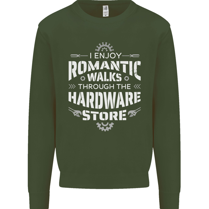 Romantic Walks Hardware Store DIY Tradesman Kids Sweatshirt Jumper Forest Green