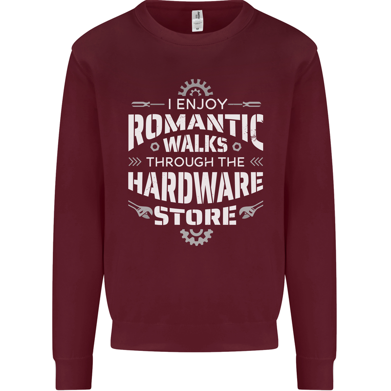 Romantic Walks Hardware Store DIY Tradesman Kids Sweatshirt Jumper Maroon