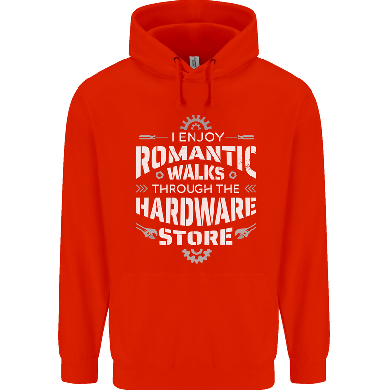 Romantic Walks Hardware Store DIY Tradesman Mens 80% Cotton Hoodie Bright Red