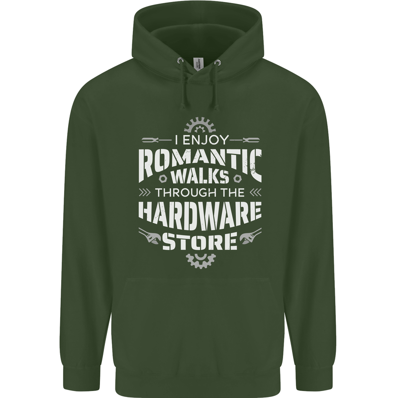 Romantic Walks Hardware Store DIY Tradesman Mens 80% Cotton Hoodie Forest Green