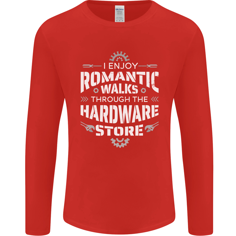 Romantic Walks Hardware Store DIY Tradesman Mens Long Sleeve T-Shirt Red