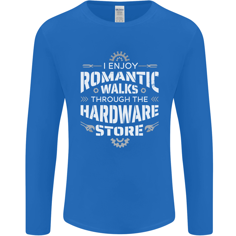 Romantic Walks Hardware Store DIY Tradesman Mens Long Sleeve T-Shirt Royal Blue