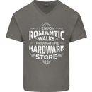 Romantic Walks Hardware Store DIY Tradesman Mens V-Neck Cotton T-Shirt Charcoal