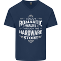 Romantic Walks Hardware Store DIY Tradesman Mens V-Neck Cotton T-Shirt Navy Blue