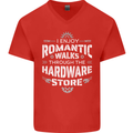 Romantic Walks Hardware Store DIY Tradesman Mens V-Neck Cotton T-Shirt Red
