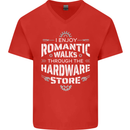 Romantic Walks Hardware Store DIY Tradesman Mens V-Neck Cotton T-Shirt Red