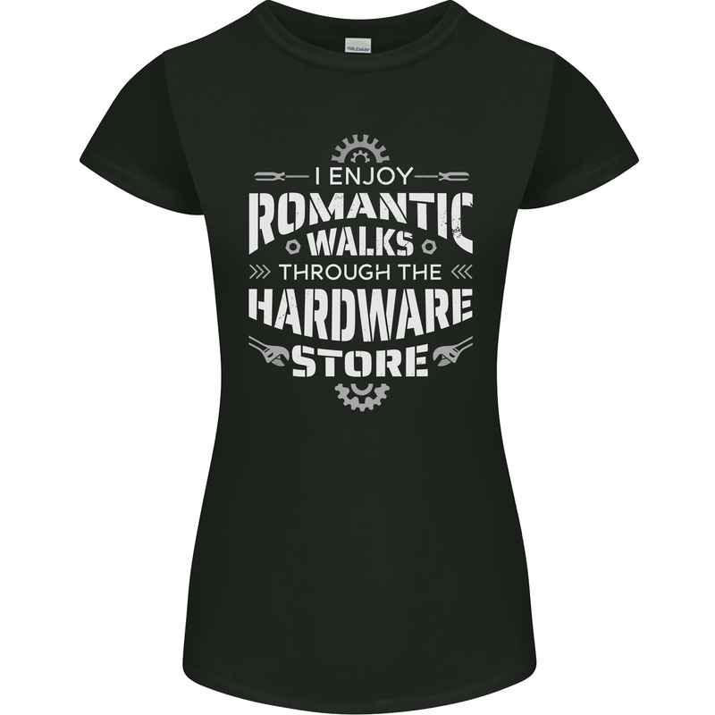 Romantic Walks Hardware Store DIY Tradesman Womens Petite Cut T-Shirt Black
