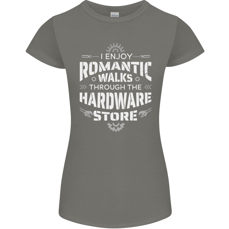 Romantic Walks Hardware Store DIY Tradesman Womens Petite Cut T-Shirt Charcoal