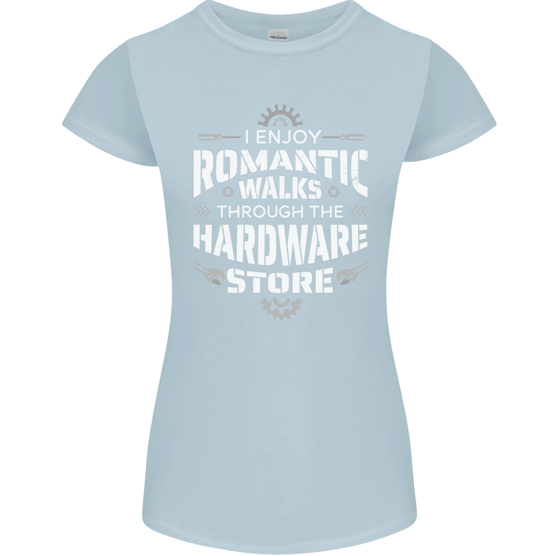 Romantic Walks Hardware Store DIY Tradesman Womens Petite Cut T-Shirt Light Blue