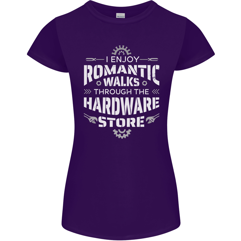 Romantic Walks Hardware Store DIY Tradesman Womens Petite Cut T-Shirt Purple