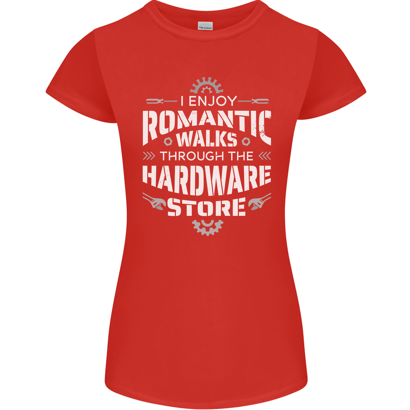 Romantic Walks Hardware Store DIY Tradesman Womens Petite Cut T-Shirt Red